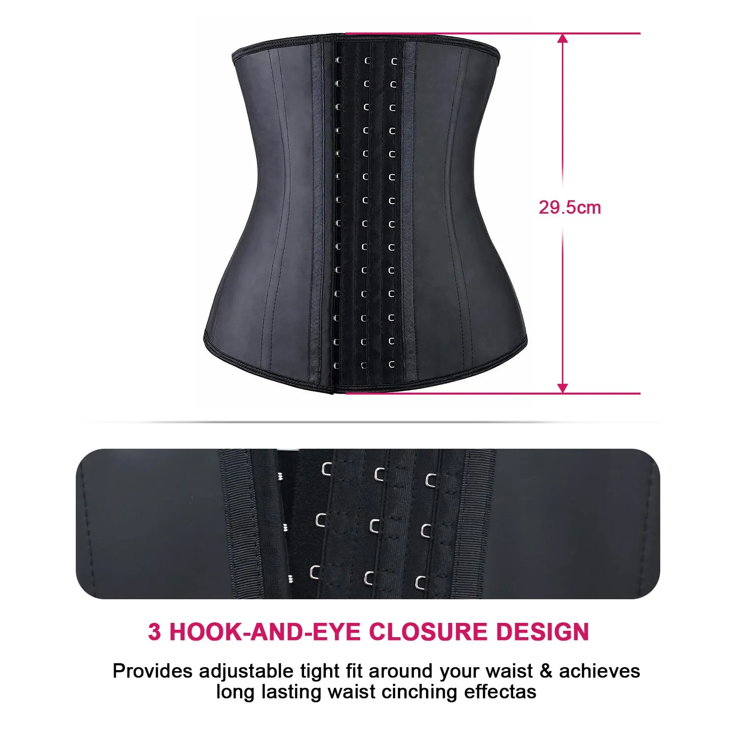 YIANNA Women Classic Latex Waist Trainer  9 Steel Bones 3 Row Hooks